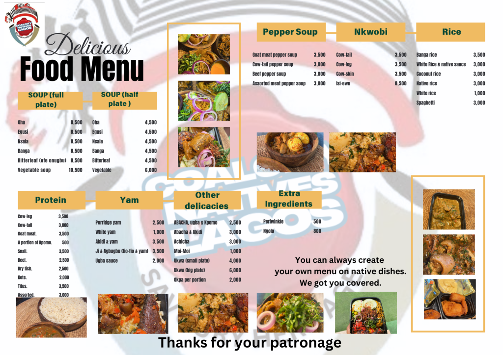 Coalcitynatives Delicious food menu